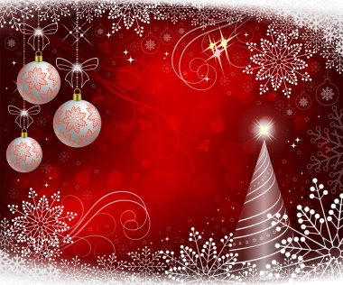 Kırmızı Noel arka plan beyaz toplar