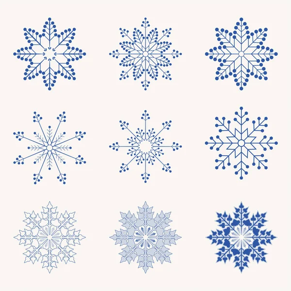 Blue christmas snowflakes, set — Stock Vector