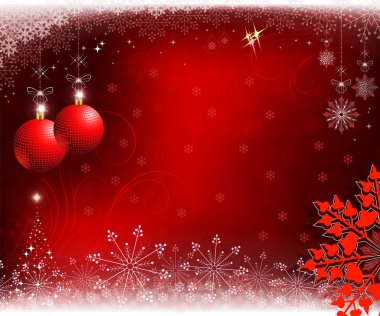 Noel topları ile kırmızı bir arka plan