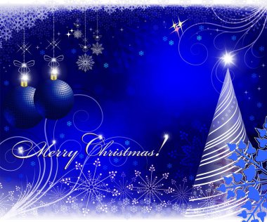 Noel topları ile mavi arka plan