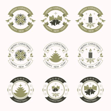 Siyah ve yeşil renkler, Noel amblemi ayarla