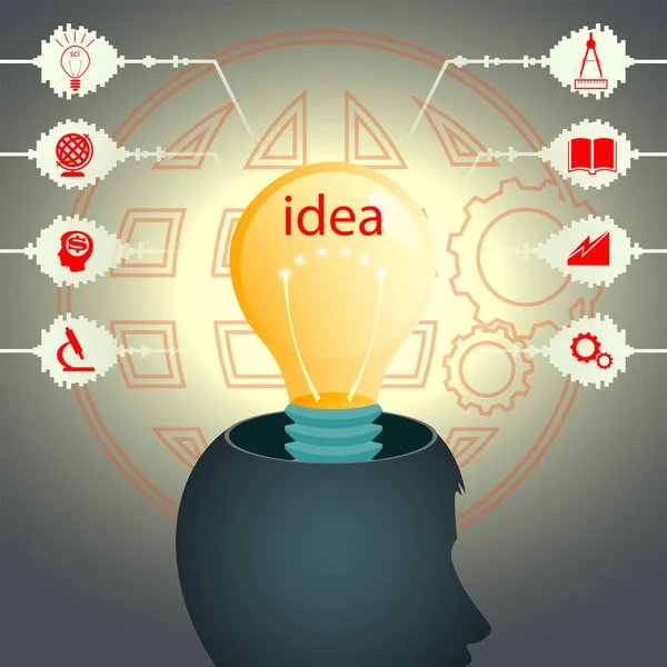 Bir insan kafa siluet ve bir ampul içinde Tasarla