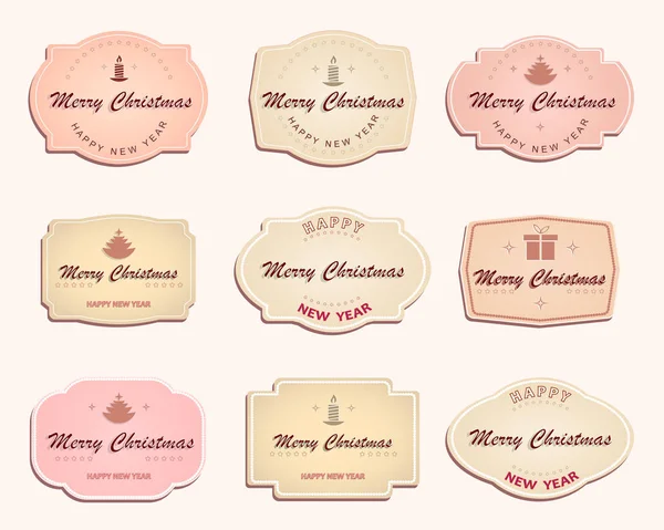 Etiqueta de Navidad de la luz, tonos delicados, conjunto — Vector de stock