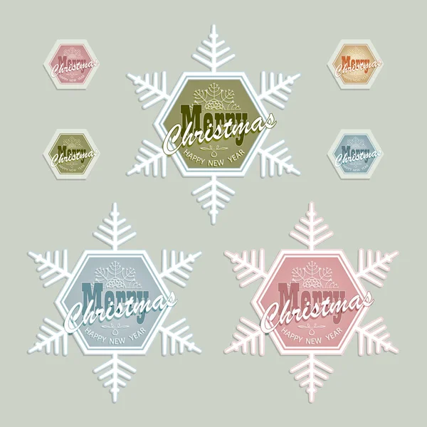 Copo de nieve de Navidad en diferentes colores, conjunto — Vector de stock