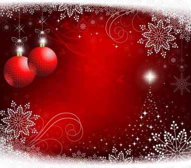 kırmızı topları ile kırmızı Noel arka plan