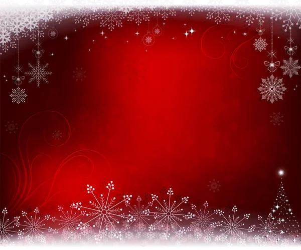 Christmas red background with a small Christmas tree — Stock Vector