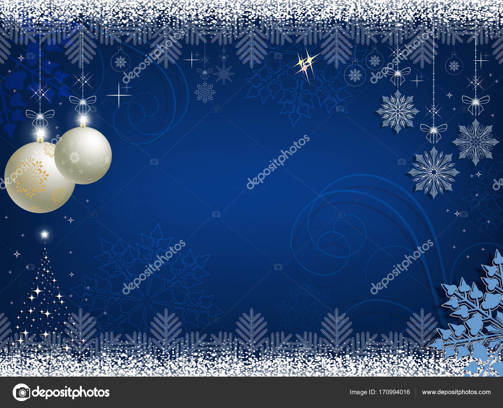 Priorità Bassa Blu Di Natale Con Palline Bianche