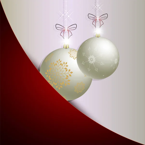 Navidad rojo, diseño blanco con dos bolas — Vector de stock