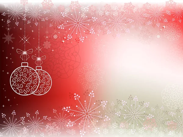 Jul röd, beige bakgrund med retro bollar — Stock vektor