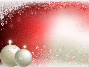 Christmas kırmızı, bej renkli arka plan ile iki beyaz top