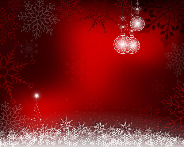 Рождественский красный фон с белыми шариками
