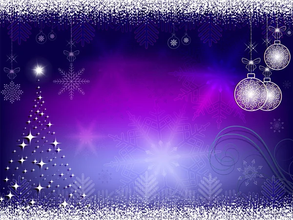 Christmas blue, purple background with balls — Stock Vector