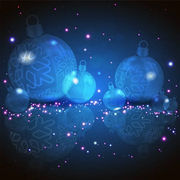 Natal design azul com bolas de vidro —  Vetores de Stock