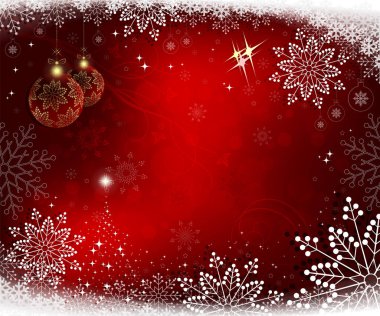 Christmas kırmızı arka plan ile parlak Noel ağacı