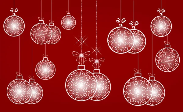 白いクリスマス レトロなボール、セット — ストックベクタ