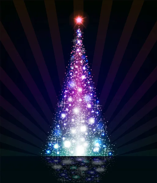 Siyah bir zemin üzerine Menekşe Noel ağacı — Stok Vektör