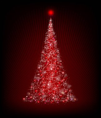 siyah bir zemin üzerine kırmızı Noel ağacı