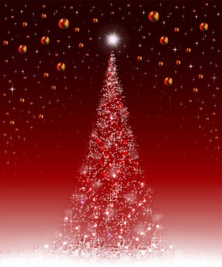 Christmas kırmızı arka plan ile Ladin