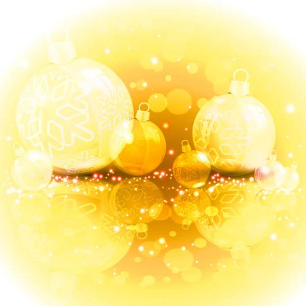 Noel sarı tasarım topları ile — Stok Vektör