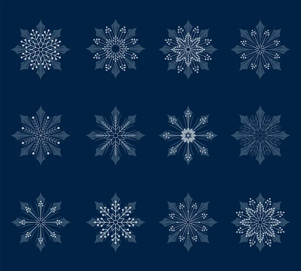Рождественский набор снежинок — стоковый вектор