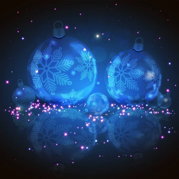 Kerstmis blauwe achtergrond met ballen — Stockvector