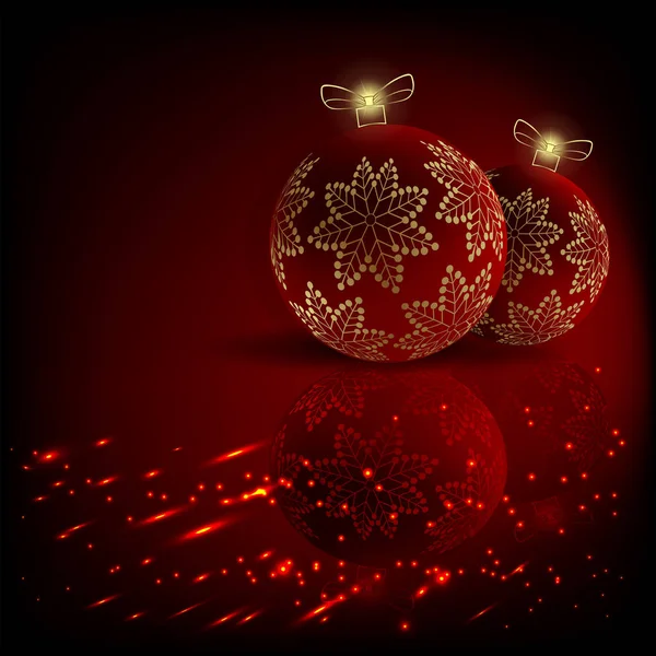 Natal design vermelho escuro com bolas —  Vetores de Stock