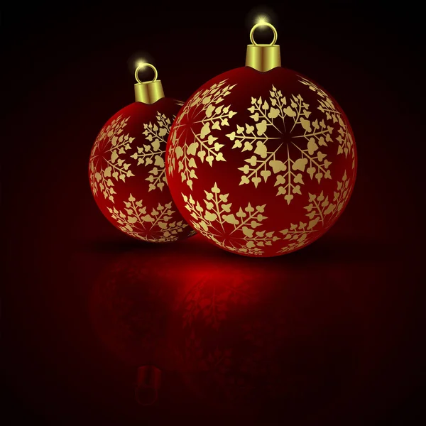 Bolas vermelhas de Natal em um fundo escuro —  Vetores de Stock