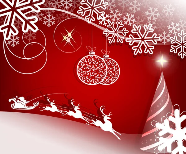 Noel Baba ile Noel kırmızı zemin üzerine geyik — Stok Vektör