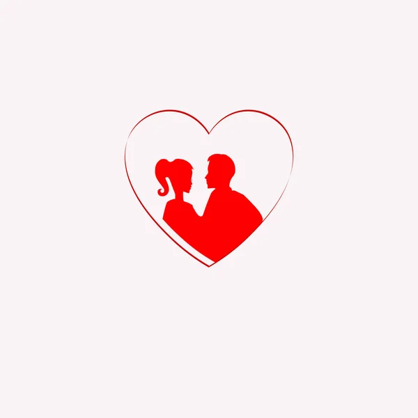 Silhouette d'un couple aimant à l'intérieur du cœur — Image vectorielle