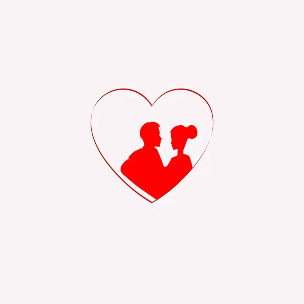 Червоний силует серця з любов'ю парою — стоковий вектор