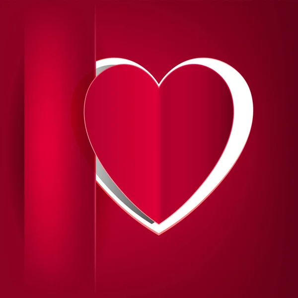 Rotes Design mit linker Tasche und der Silhouette eines aus Papier geschnittenen Herzens — Stockvektor