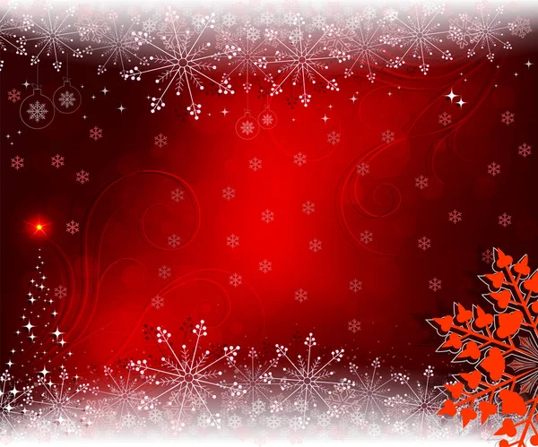 Fondo rojo navidad con copo de nieve rojo — Vector de stock