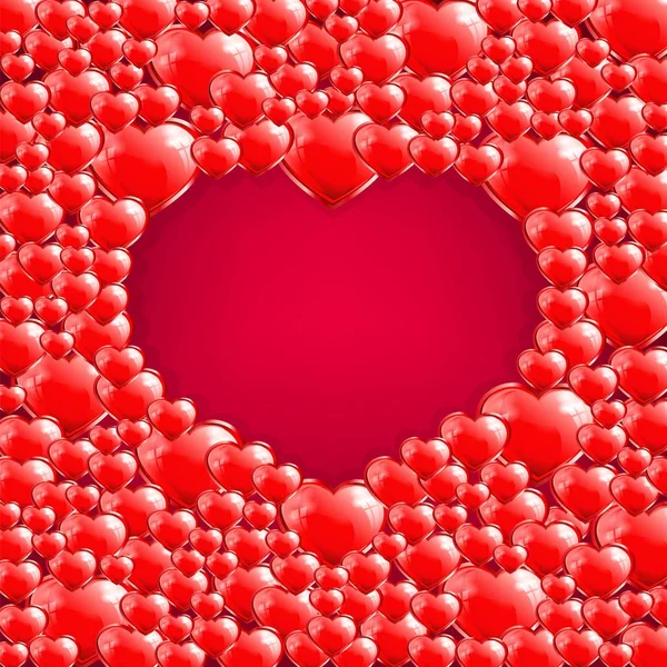 Desenho vermelho com uma silhueta de um grande número de corações —  Vetores de Stock