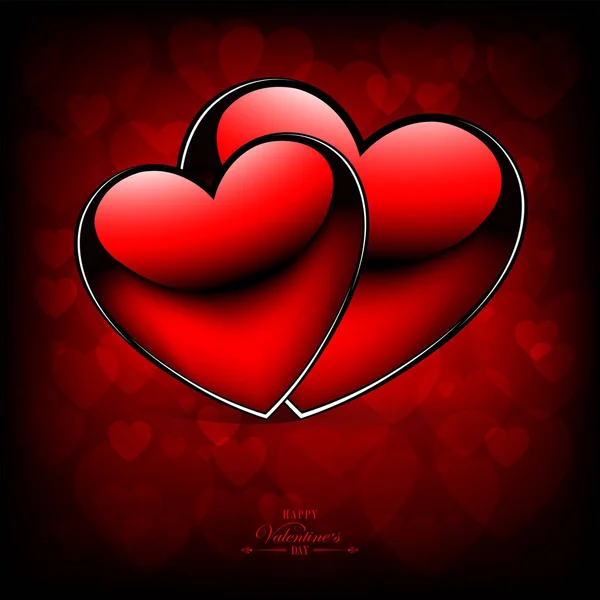 Donker rood design met silhouet van twee harten — Stockvector