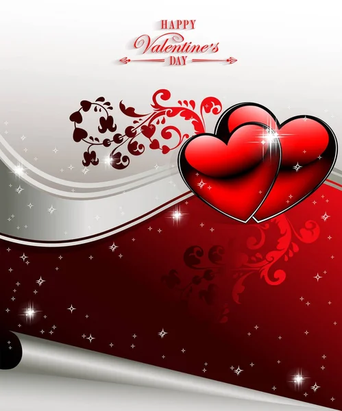 Diseño rojo con dos corazones — Vector de stock