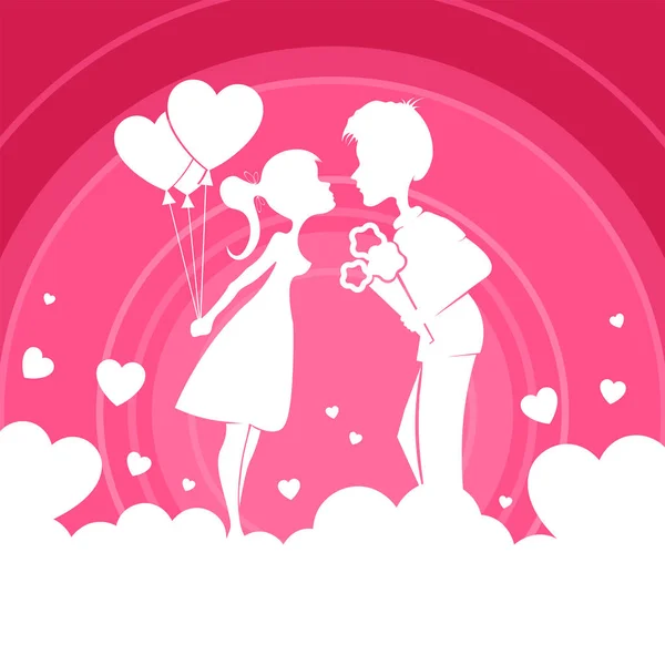 Design rose avec un couple aimant — Image vectorielle