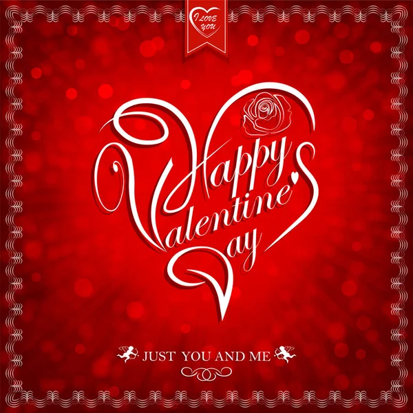 Diseño rojo con el texto de un feliz día de San Valentín, postal — Vector de stock