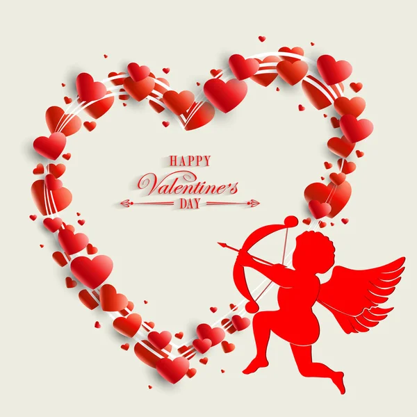 Silhouette of the heart with cupid — Stock Vector