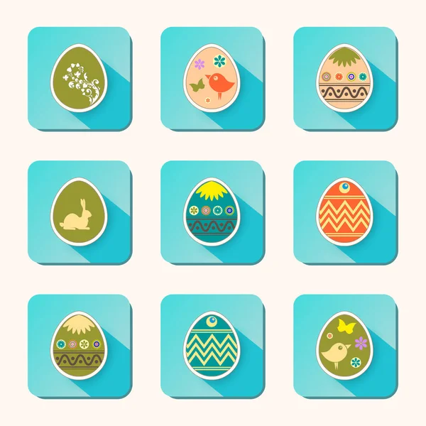 Huevos de Pascua iconos de diferente sombra — Vector de stock