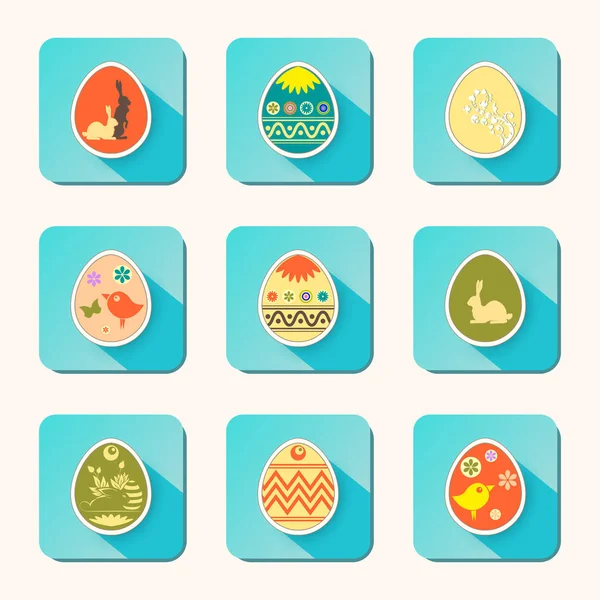 Velikonoční vejce ikony různých odstínu, nastavte — Stockový vektor