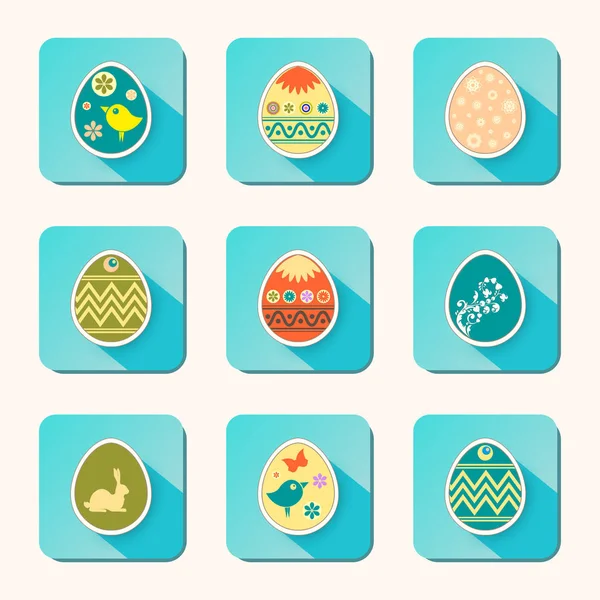 Iconos de huevos de Pascua — Vector de stock