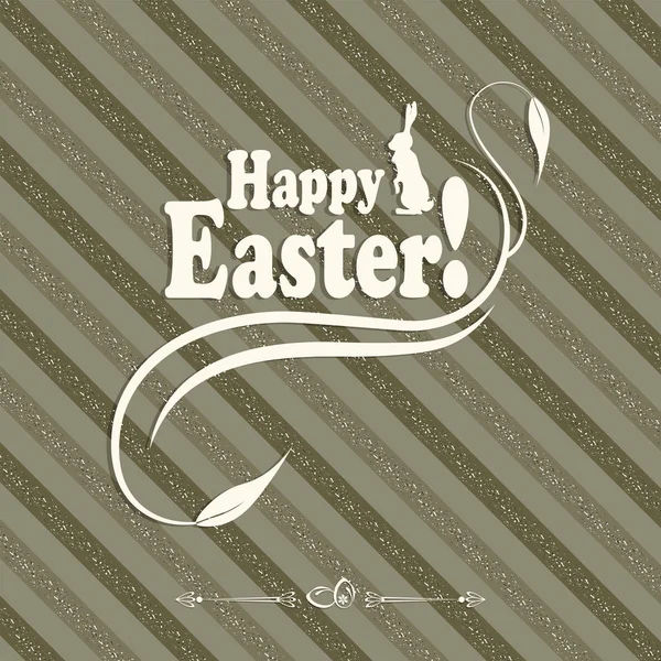 Striped background with a happy Easter text, postcard — Stock Vector