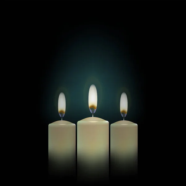 Tres velas sobre un fondo negro — Archivo Imágenes Vectoriales