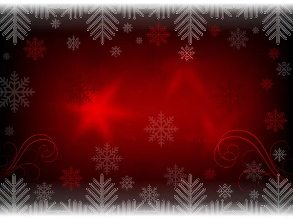 Fondo rojo de Navidad con copos de nieve — Vector de stock