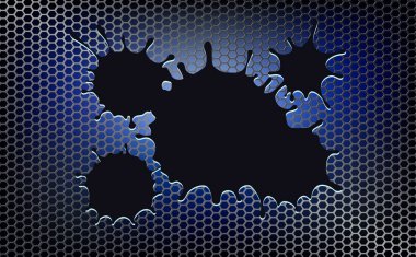 metal ızgara ve leke ile geometrik mavi arka plan