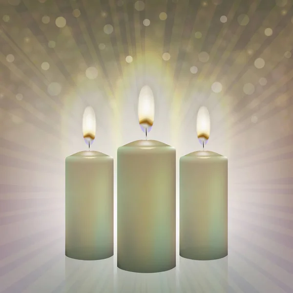 Палаючі свічки на світлому фоні — стоковий вектор
