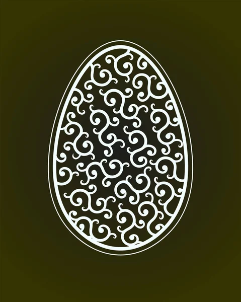 Silhouette of easter egg with white pattern — Stock Vector