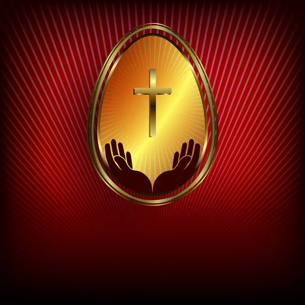 Fond rouge foncé avec oeuf de Pâques doré — Image vectorielle