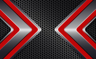 Geometrik siyah arka plan ile okları ve metal ızgara.