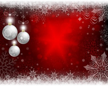 Christmas kırmızı arka plan beyaz toplar.